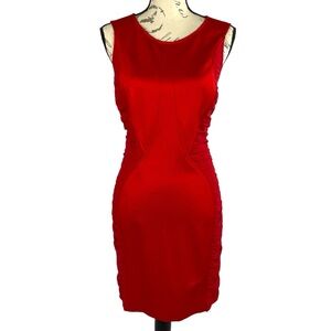 Versace Collection Womens Sleeveless Bodycon Ruched Dress Red